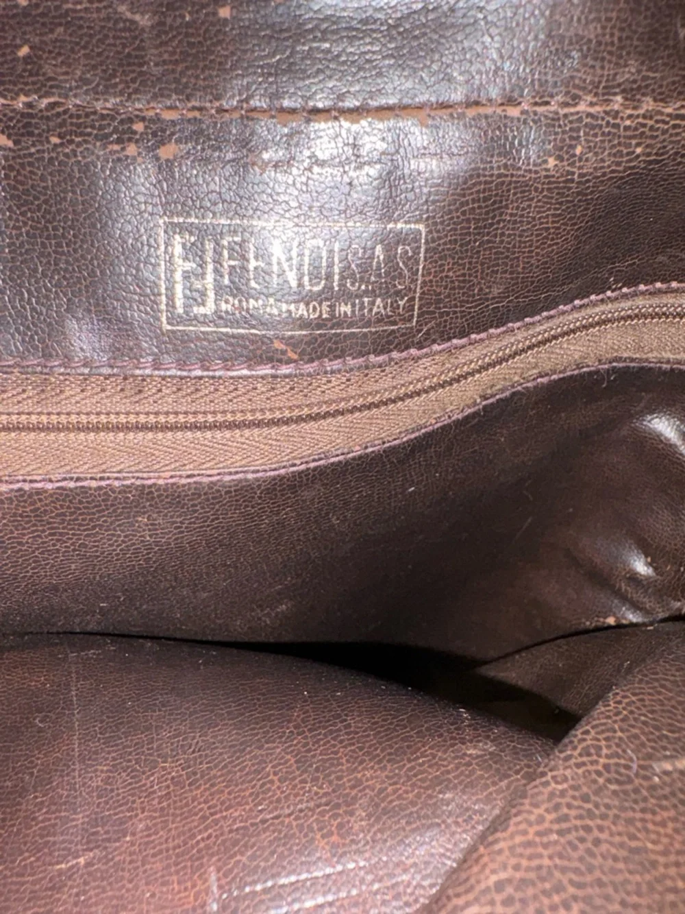 Vintage Fendi Zucca FF Monogram Crossbody Bag Brown Italy